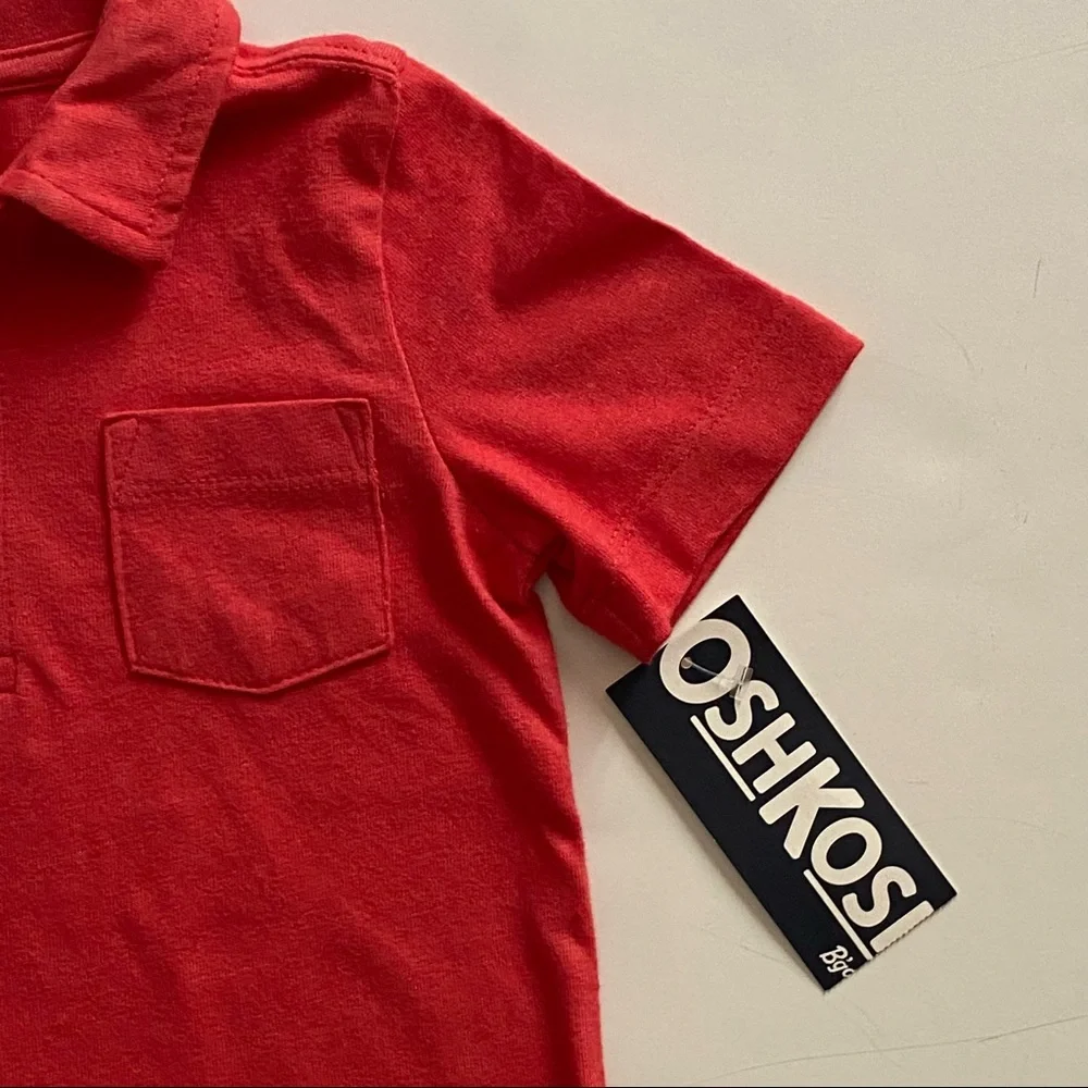 OshKosh B'gosh boys shirt size 2T Red Polo new NWT cotton Blend 24 months